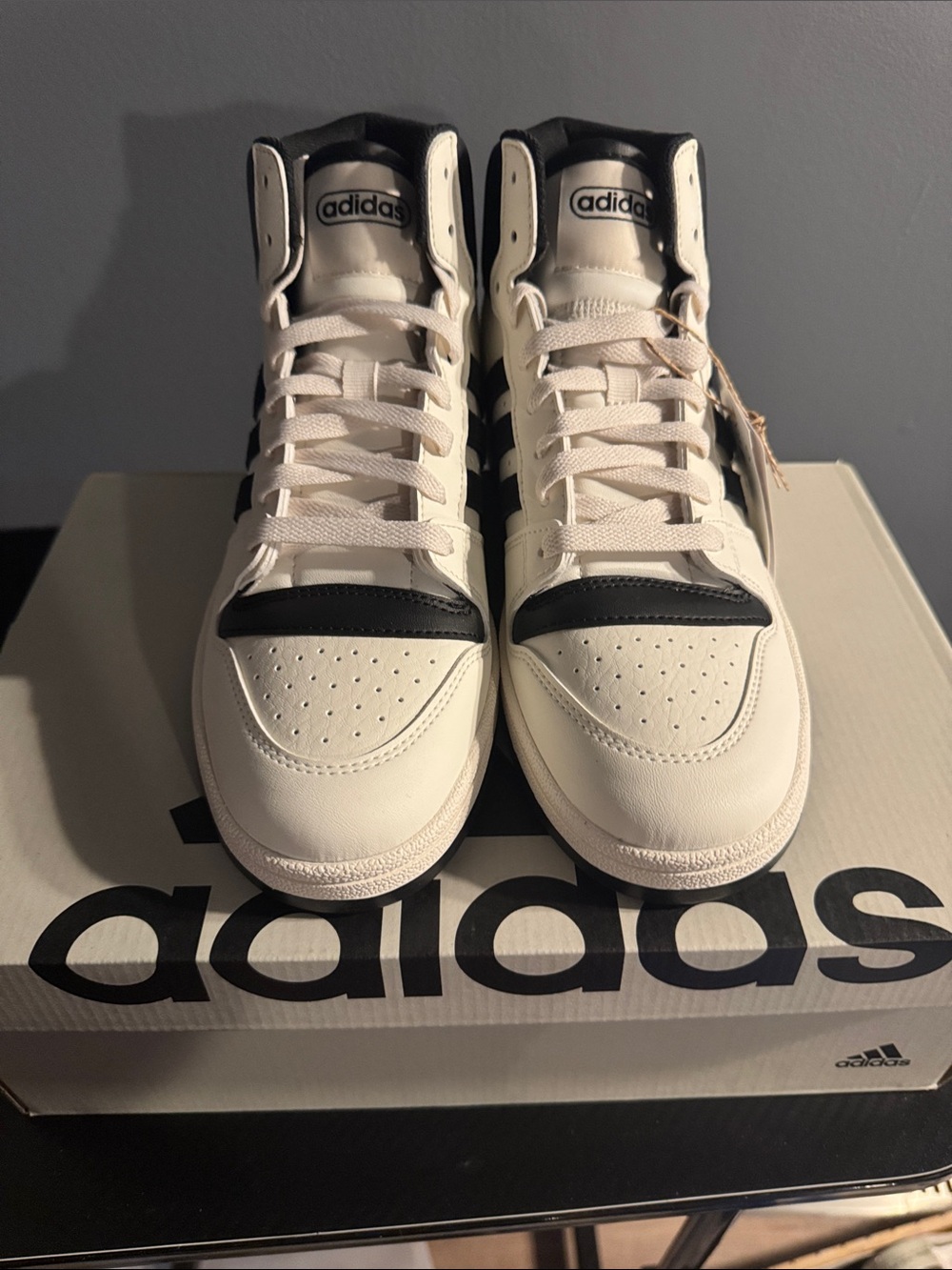 adidas Men’s High-Top Sneakers in White and Black